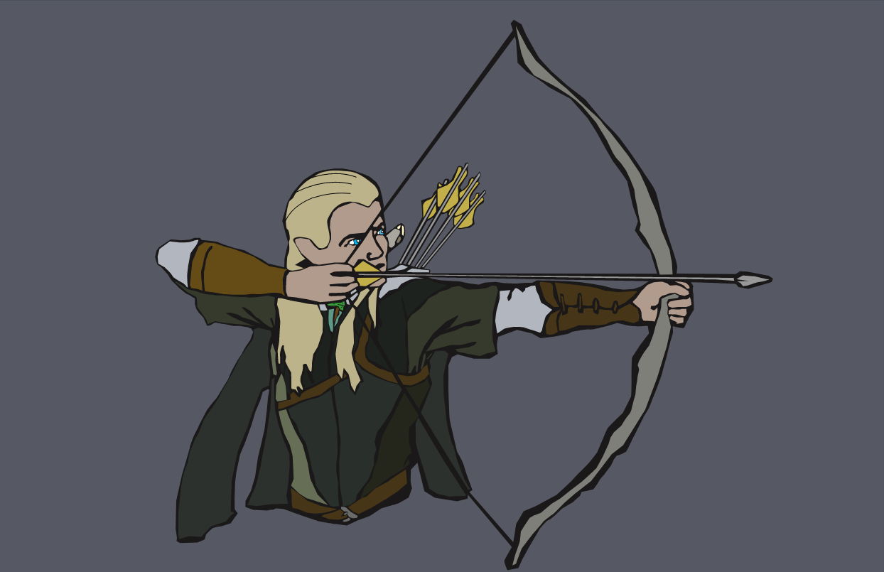 Illustratie van Legolas, gemaakt in Adobe Illustrator